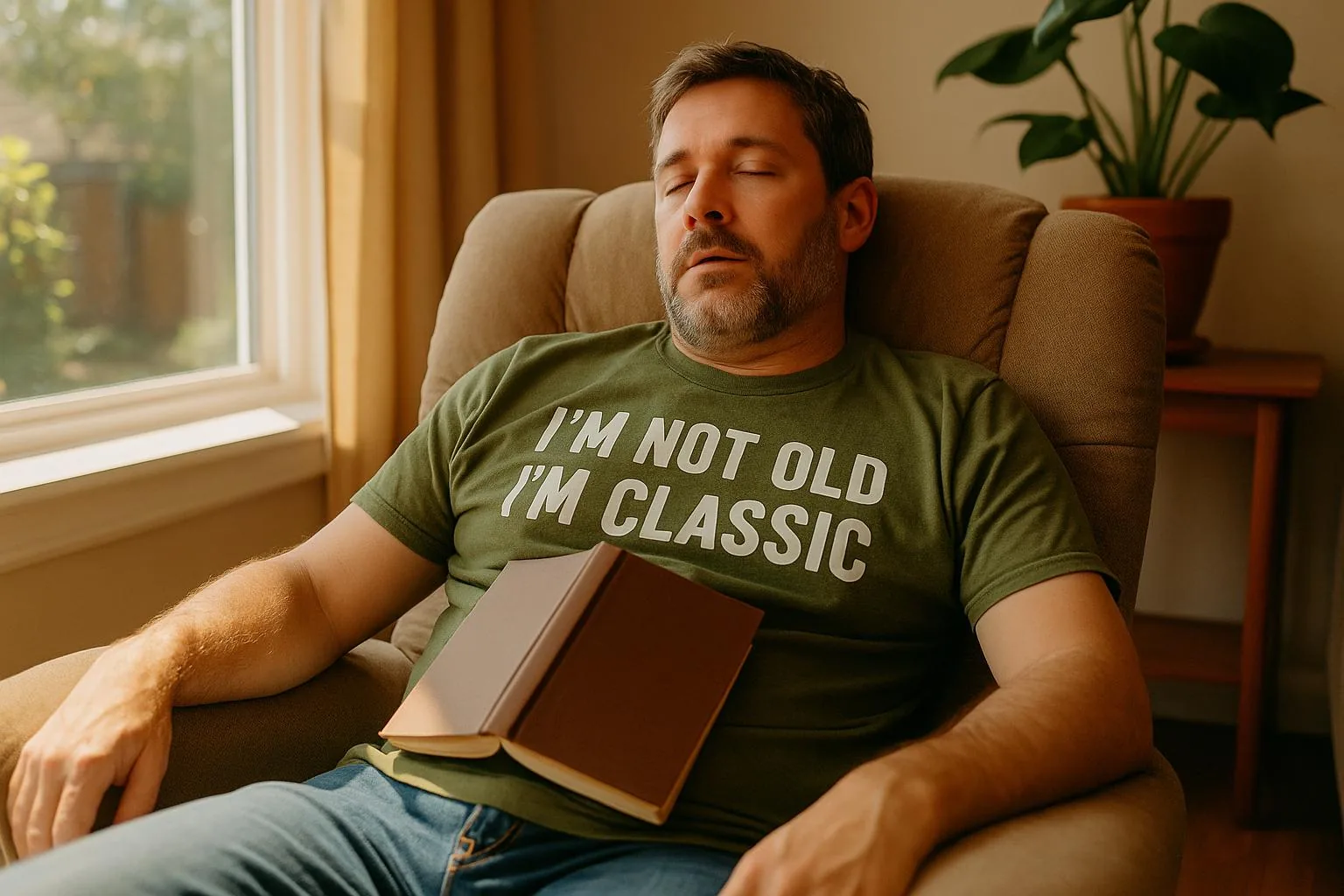 A dad in a humorous 