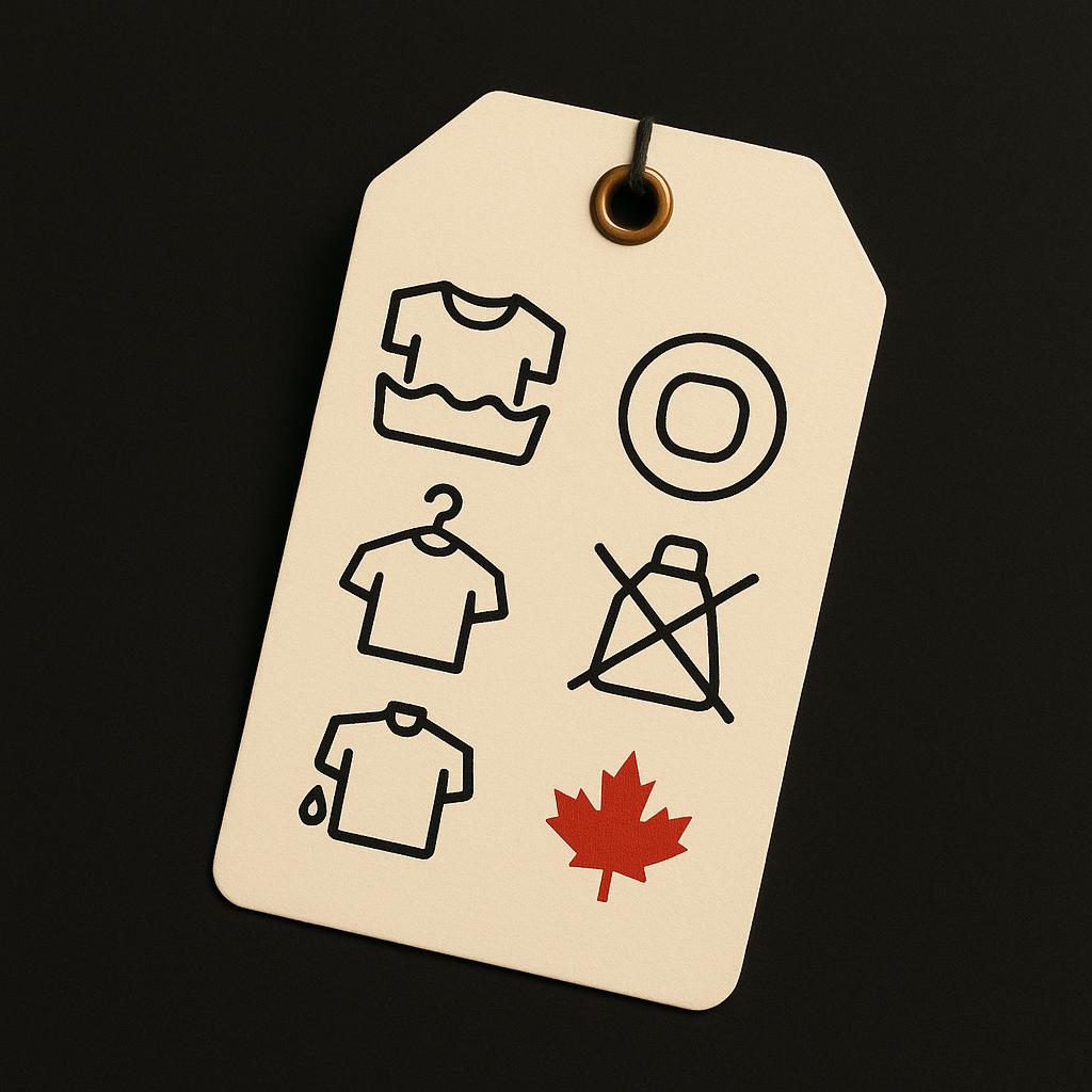 Illustrated FunnyTees care tag guide