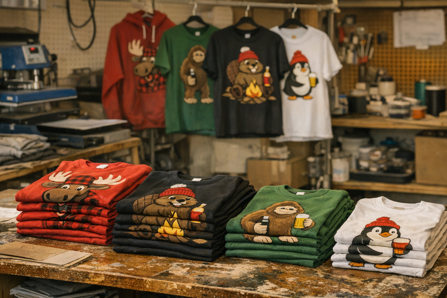 Collection of funny Canadian shirts with restrained design and specific humor