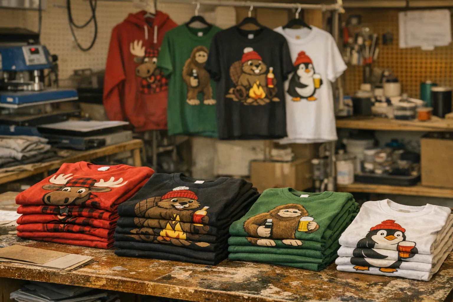 Collection of funny Canadian shirts with restrained design and specific humor