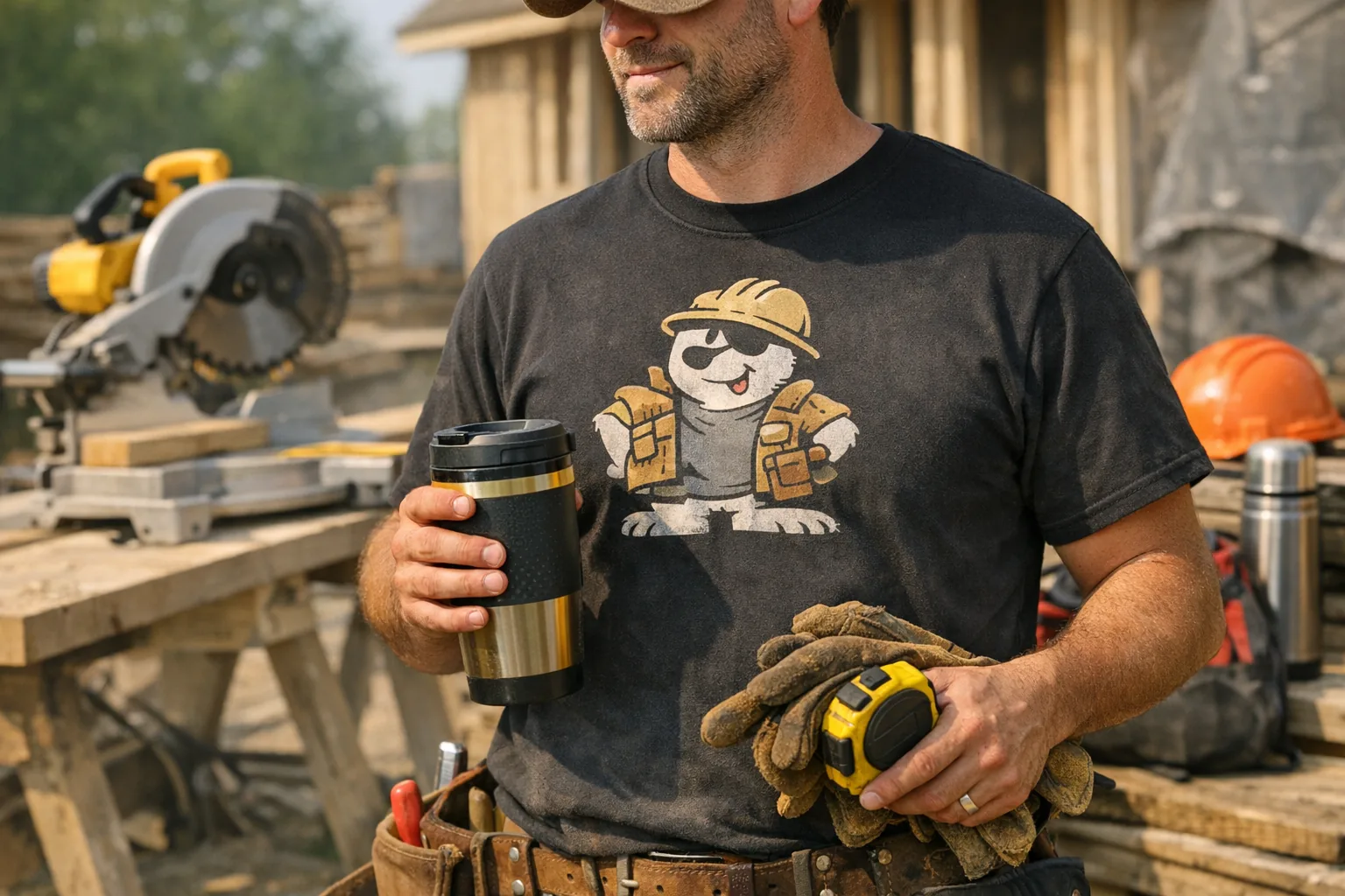 FunnyTees.ca editorial image for a Canadian funny t-shirt blog post. No readable text, no logos, no fake brand names, no